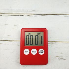 Cooking Timer LCD Digital Screen Clock Kitchen Countdown Timer Mechanical Digital Kitchen Timer Magnetic (Color: Red)