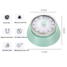 Kitchen Timer Stainless Steel Mechanical Reminder Countdown with Magnet Cooking Teaching Multifunctional Baking Reminder (Color: Blue)