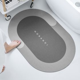 1pc Diatom Mud Oval Classic Floor Mat; Super Absorbent Floor Mat; Quick Dry Bath Mats For Bathroom Floor; Non-Slip Bathroom Rugs; Easy To Clean (Color: Gray)
