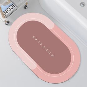 1pc Diatom Mud Oval Classic Floor Mat; Super Absorbent Floor Mat; Quick Dry Bath Mats For Bathroom Floor; Non-Slip Bathroom Rugs; Easy To Clean (Color: Pink)