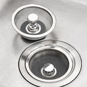 1pc Sink Filter With Plug; Kitchen Stainless Steel Water Filter; Wash Basin Slag Screen (Color: Silvery)