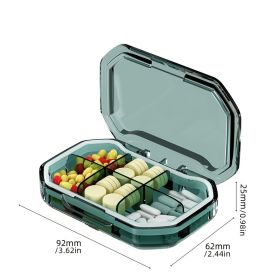 1pc Medicine Box; Portable Small Medicine Box For Seven Days A Week; Large-capacity Pill Organizer Storage Medicine Container (Color: Green Large)