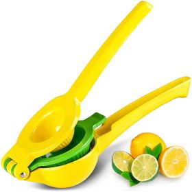 1pc; Lemon Lime Squeezer; Hand Juicer; Manual Press Citrus Juicer; No Seed 2 In 1 Double Layers Yellow Squeezer; Kitchen Gadgets; Home Kitchen Items (Color: Yellow)