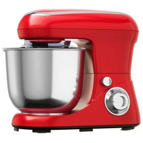 Stand Kitchen Food Mixer 5.3 Qt 6 Speed With Dough Hook Beater (Color: Red)