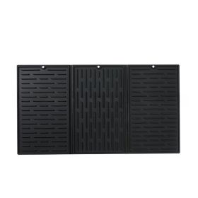 Foldable Thickened Heat Insulation Non-slip Silicone Draining Pad (Option: Black-45X40 With Storage Port)