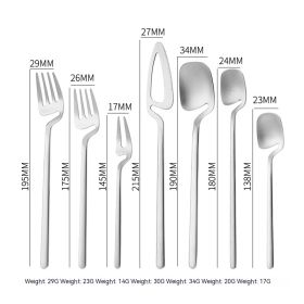 304 Stainless Steel Tableware Knife And Fork Stirring Spoon (Option: Silver 7pcs set-1set)