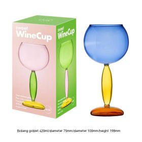 Borosilicate Handmade Red Wine Glass (Option: Hit Blue Burgundy Cup 420ml)
