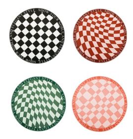 Retro Chessboard Coffee Cup Mat (Option: 4 Pieces Round)