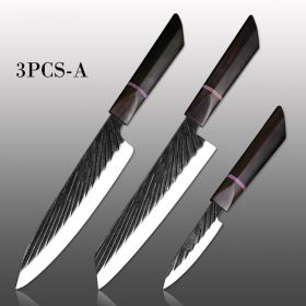 Stainless Steel Hand Forged Kitchen Knife (Option: 3pcsA)