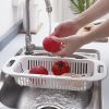 1pc Retractable Fruits And Vegetables Drain Basket; Extendable Over The Sink; Adjustable Strainer; Sink Washing Basket For Kitchen
