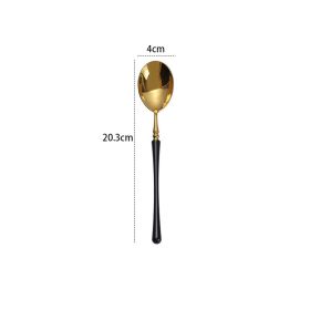 Stainless Steel 304 Knife, Fork And Spoon Tableware Black Gold (Option: Main Meal Spoon Black Gold)