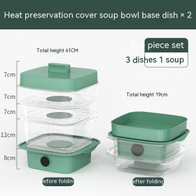 Multi-layer Dish Cover Heat Preservation Kitchen Cover Dining Table Leftover Storage Box Transparent Stack Cooking Hood Steamer (Option: C-Green)