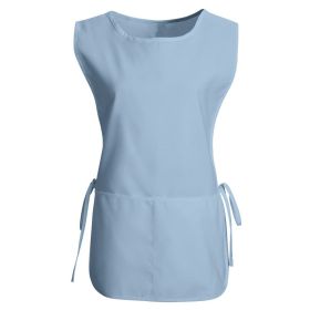 Women's Round Neck Pocket Strap Protective Vest Solid Color Household Vest Apron (Option: Light Blue-XXL)